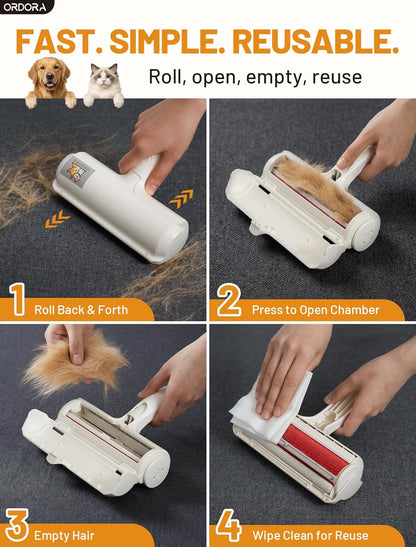 Eco-Friendly Pet Hair Removal Tool: Reusable Lint Roller for Efficient Hair Removal from Furniture, Bedding, and Vehicles - Ideal for Multi-Pet Households