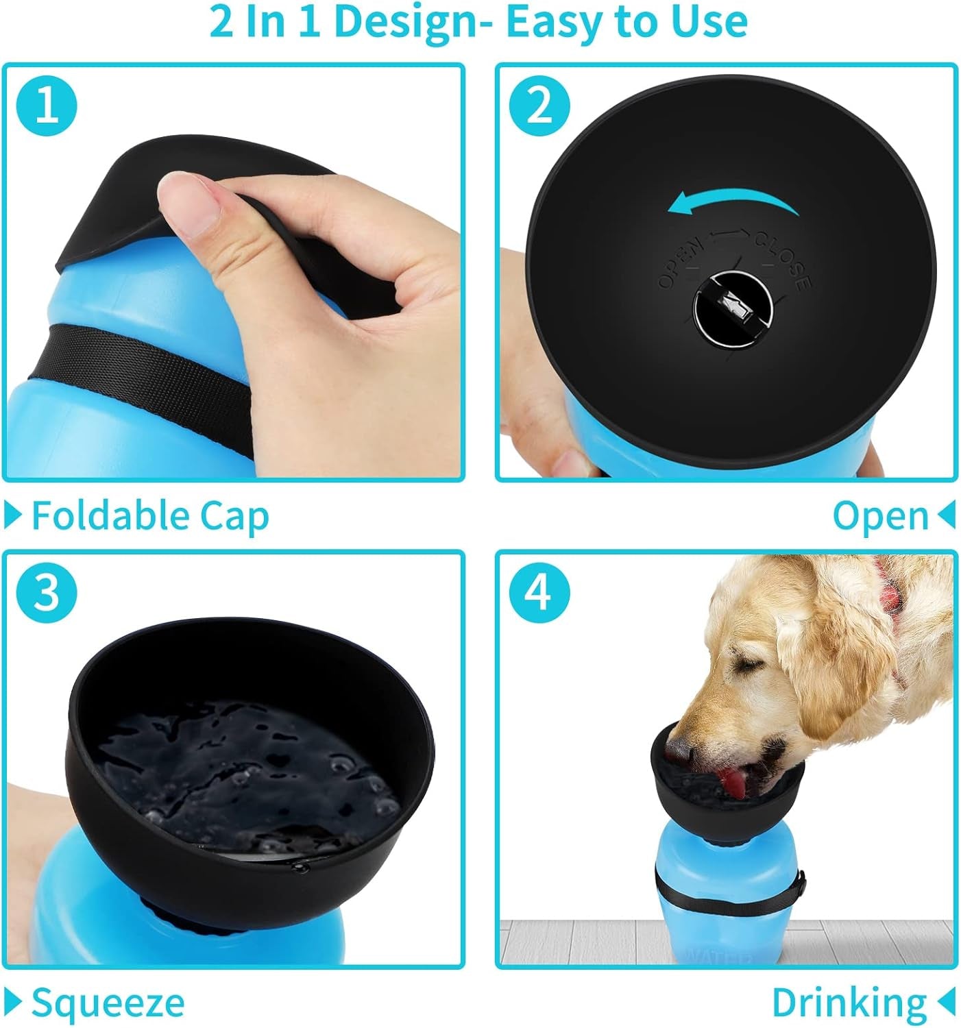 Portable Dog Water Bottle and Bowl Dispenser for Outdoor Travel, Hiking, and Walking - Leak-Proof and BPA-Free Hydration Solution for Pets
