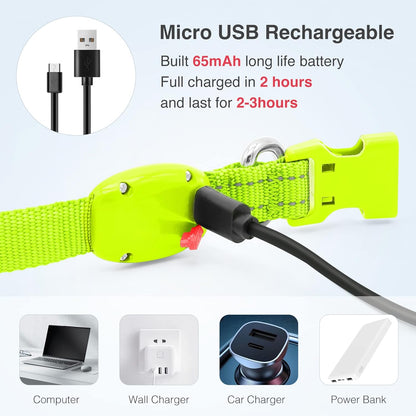USB Rechargeable LED Dog Collar - Adjustable and Durable Light-Up Collar for Cats and Dogs of All Sizes (Green, XS)