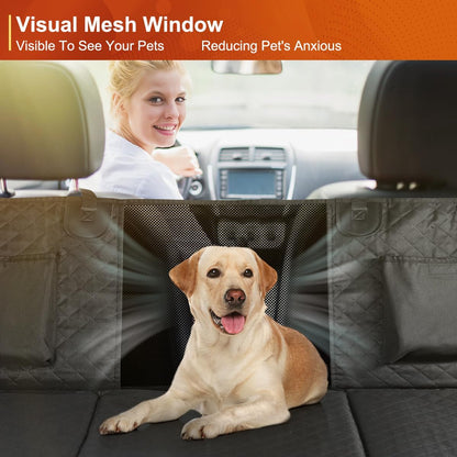 Premium Dog Car Seat Cover and Hammock for Backseat Protection in Cars, Trucks, and SUVs with Durable Hard Bottom Design