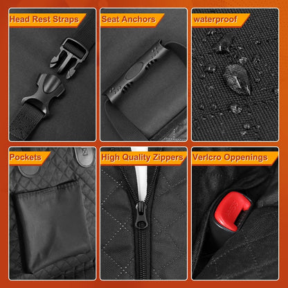 Premium Dog Car Seat Cover and Hammock for Backseat Protection in Cars, Trucks, and SUVs with Durable Hard Bottom Design