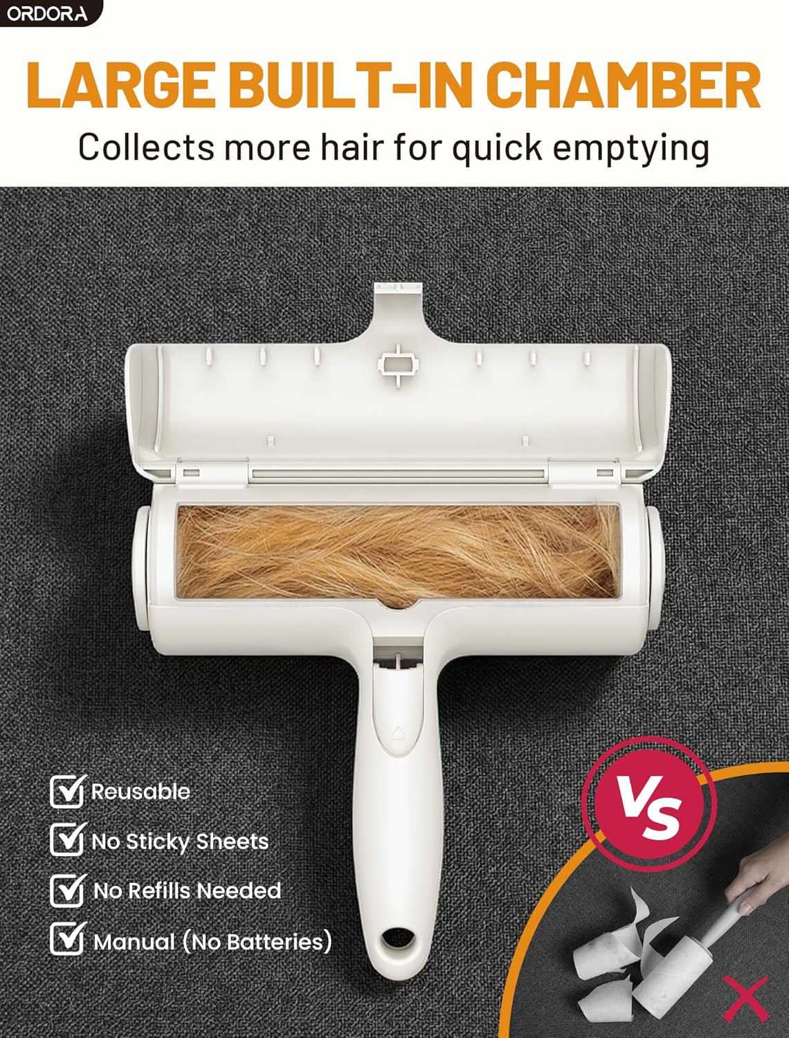Eco-Friendly Pet Hair Removal Tool: Reusable Lint Roller for Efficient Hair Removal from Furniture, Bedding, and Vehicles - Ideal for Multi-Pet Households