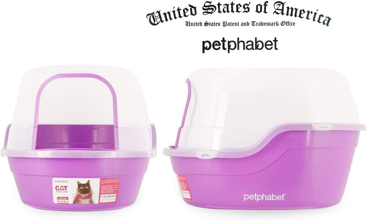 Jumbo Hooded Cat Litter Box for Multiple Cats - Extra Large Purple Design