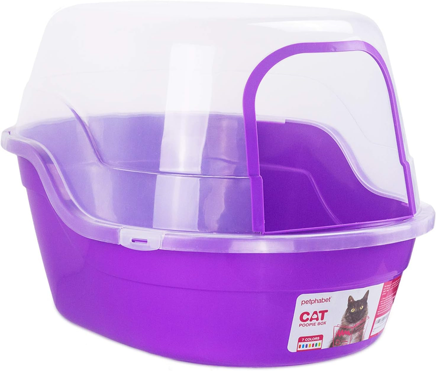 Jumbo Hooded Cat Litter Box for Multiple Cats - Extra Large Purple Design