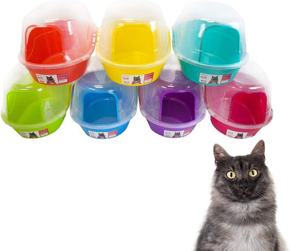 Jumbo Hooded Cat Litter Box for Multiple Cats - Extra Large Purple Design